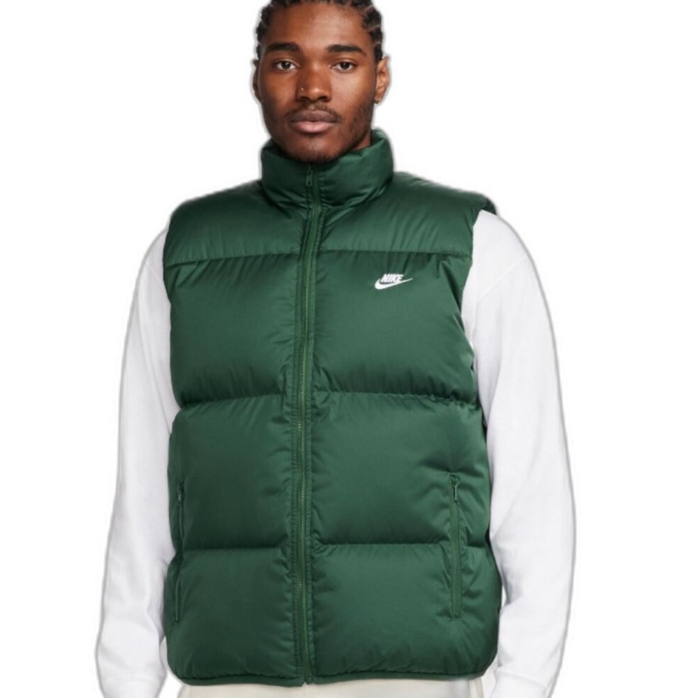 NWT Nike Sportswear Club PrimaLoft PUFFER Down Vest Green White Logo Tech Medium